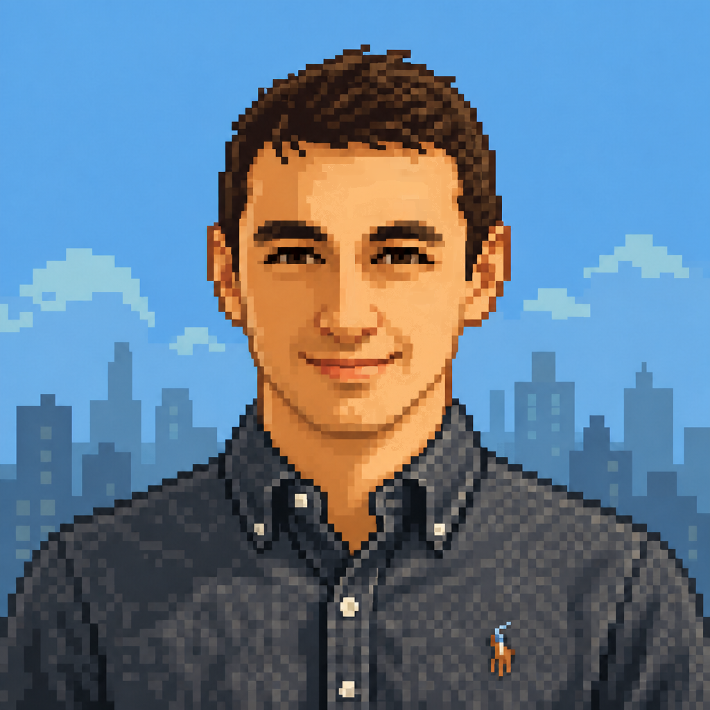 Pixel art portrait of David Slakter